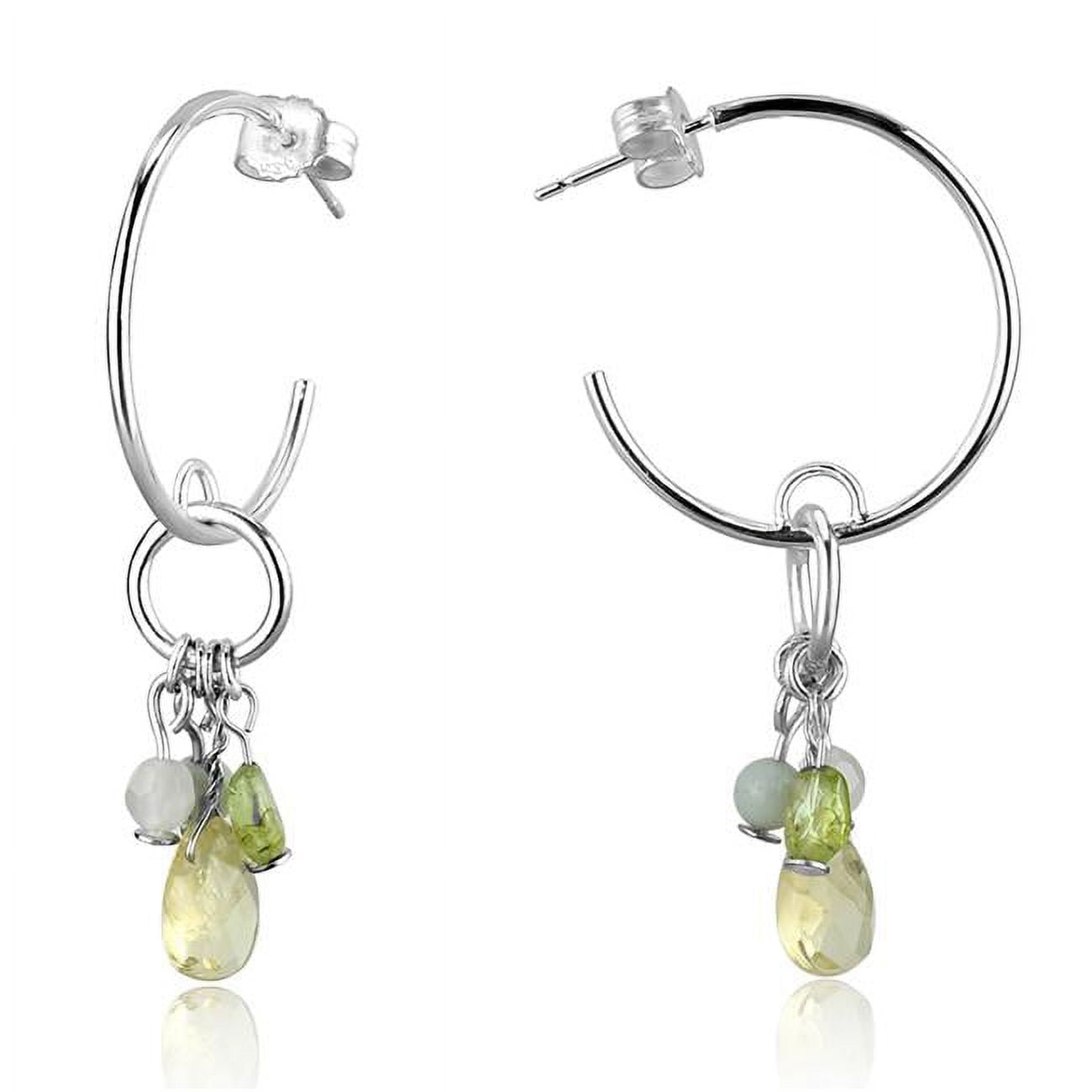 LOS785 Women Silver 925 Sterling Silver Earrings with Synthetic in Multi Color