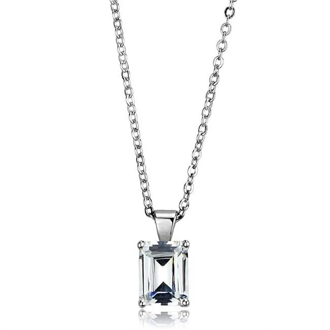 Picture of Alamode LOS897-18 Women Rhodium 925 Sterling Silver Chain Pendant with AAA Grade CZ in Clear - 18 in.