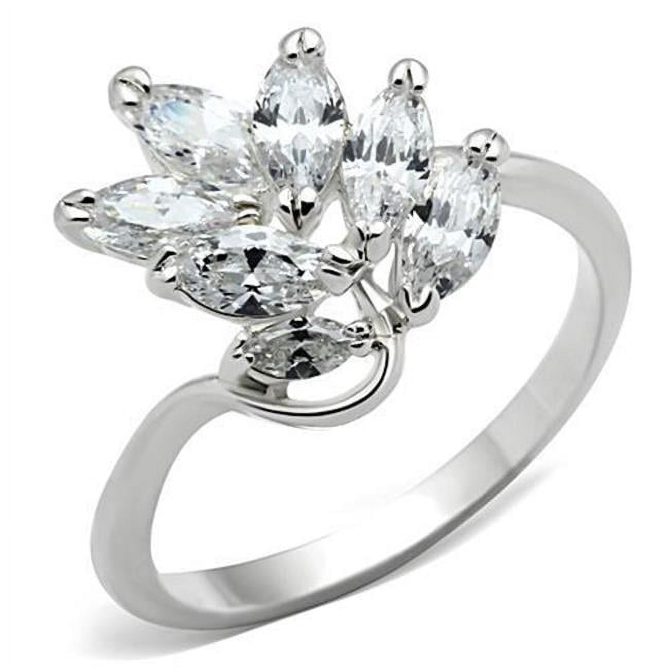 SS034-6 Women Silver 925 Sterling Silver Ring with AAA Grade CZ in Clear - Size 6