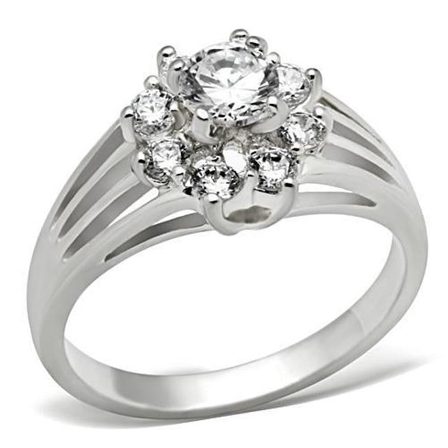 SS053-7 Women Silver 925 Sterling Silver Ring with AAA Grade CZ in Clear - Size 7