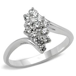 SS054-8 Women Silver 925 Sterling Silver Ring with AAA Grade CZ in Clear - Size 8