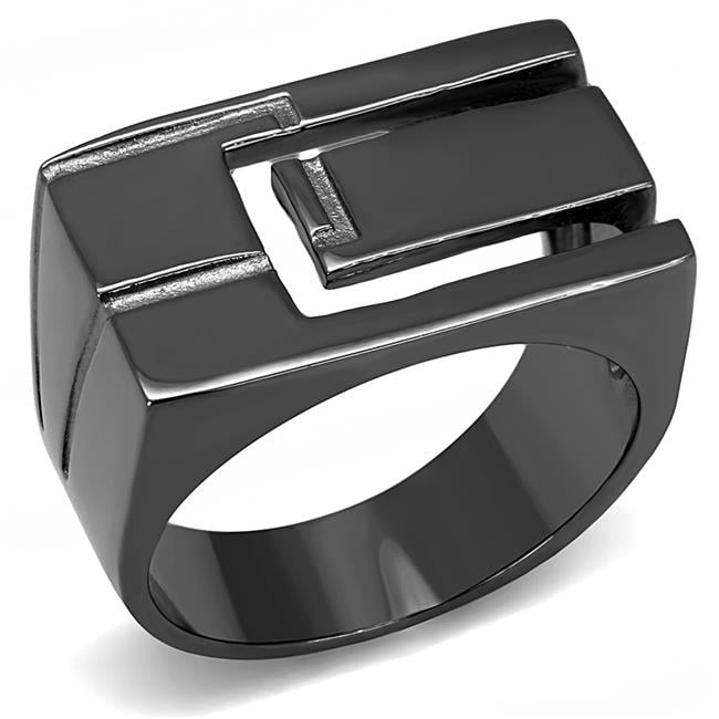 Men IP Light Black Stainless Steel Ring with No Stone in No Stone - Size 11