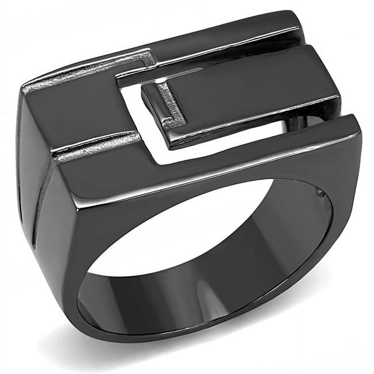 Men IP Light Black Stainless Steel Ring with No Stone in No Stone - Size 9