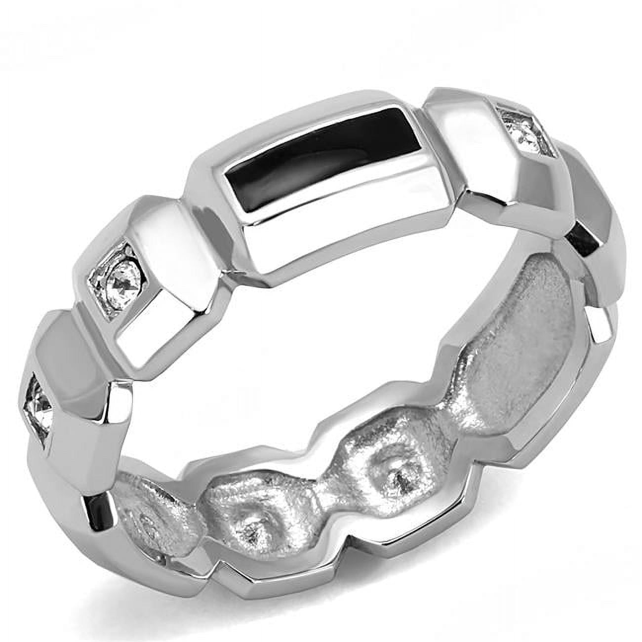 TK3281-8 Men High Polished Stainless Steel Ring with Top Grade Crystal in Clear - Size 8