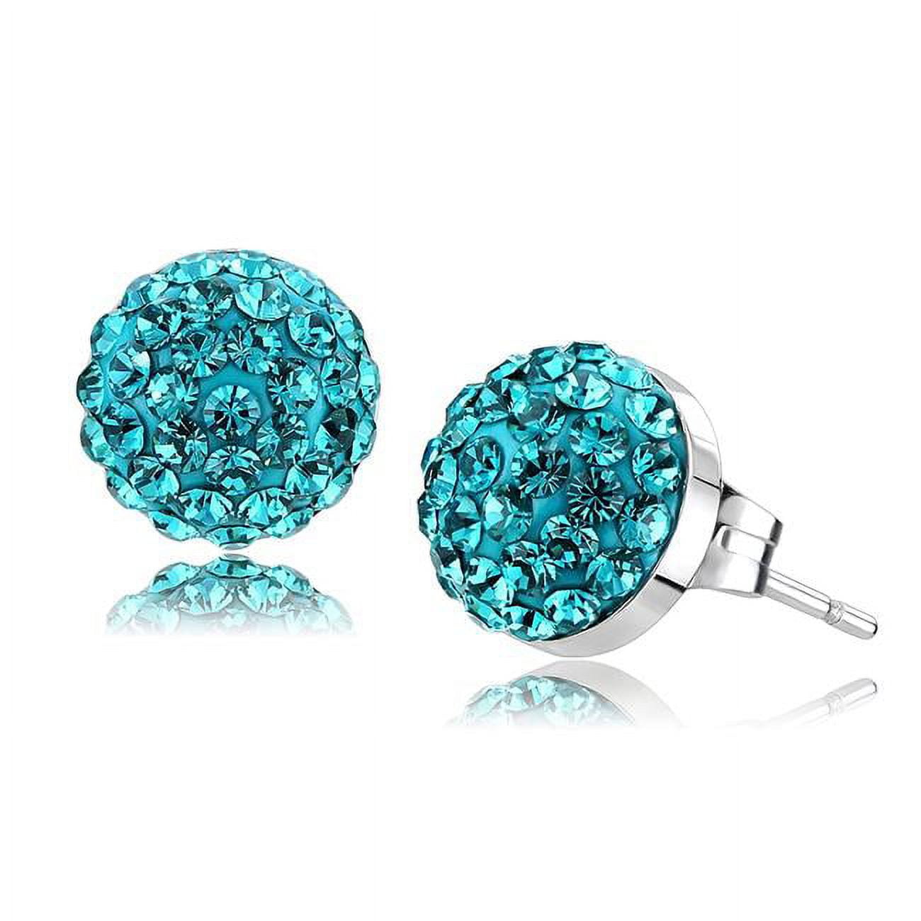 TK3549 Women High Polished Stainless Steel Earrings with Top Grade Crystal in Blue Zircon