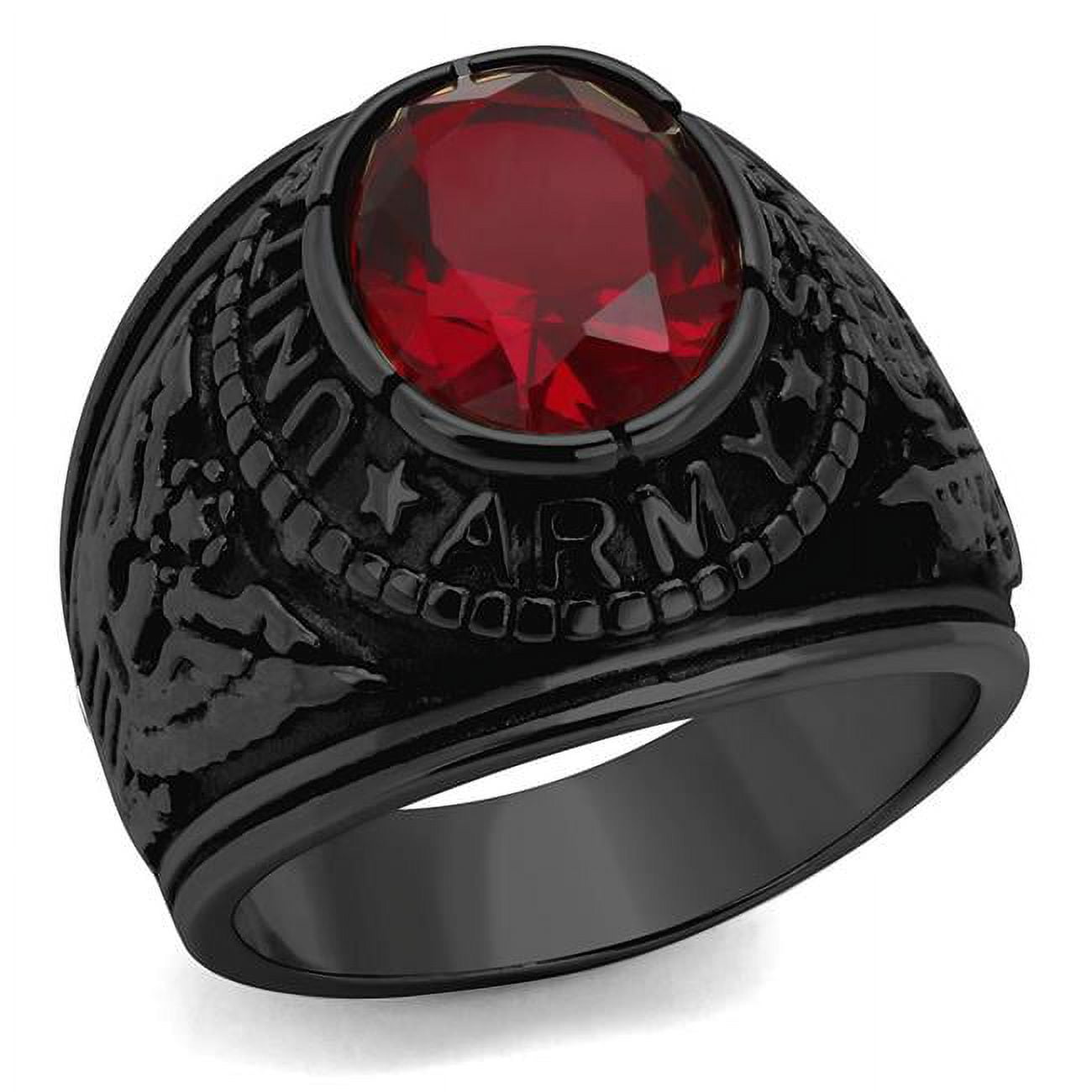 Men IP Black Stainless Steel Ring with Synthetic in K2 - Size 11