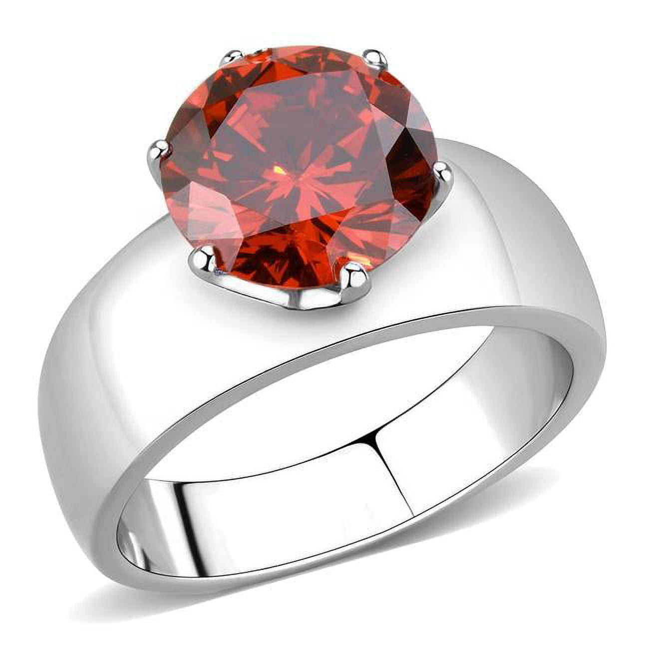 Women High Polished Stainless Steel Ring with AAA Grade CZ in K2 - Size 10