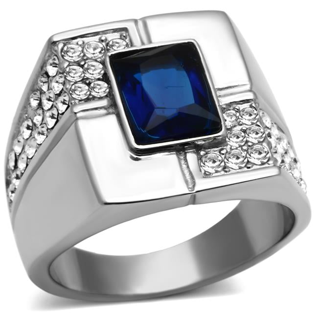 TK587-10 Men High Polished Stainless Steel Ring with Synthetic in Montana - Size 10