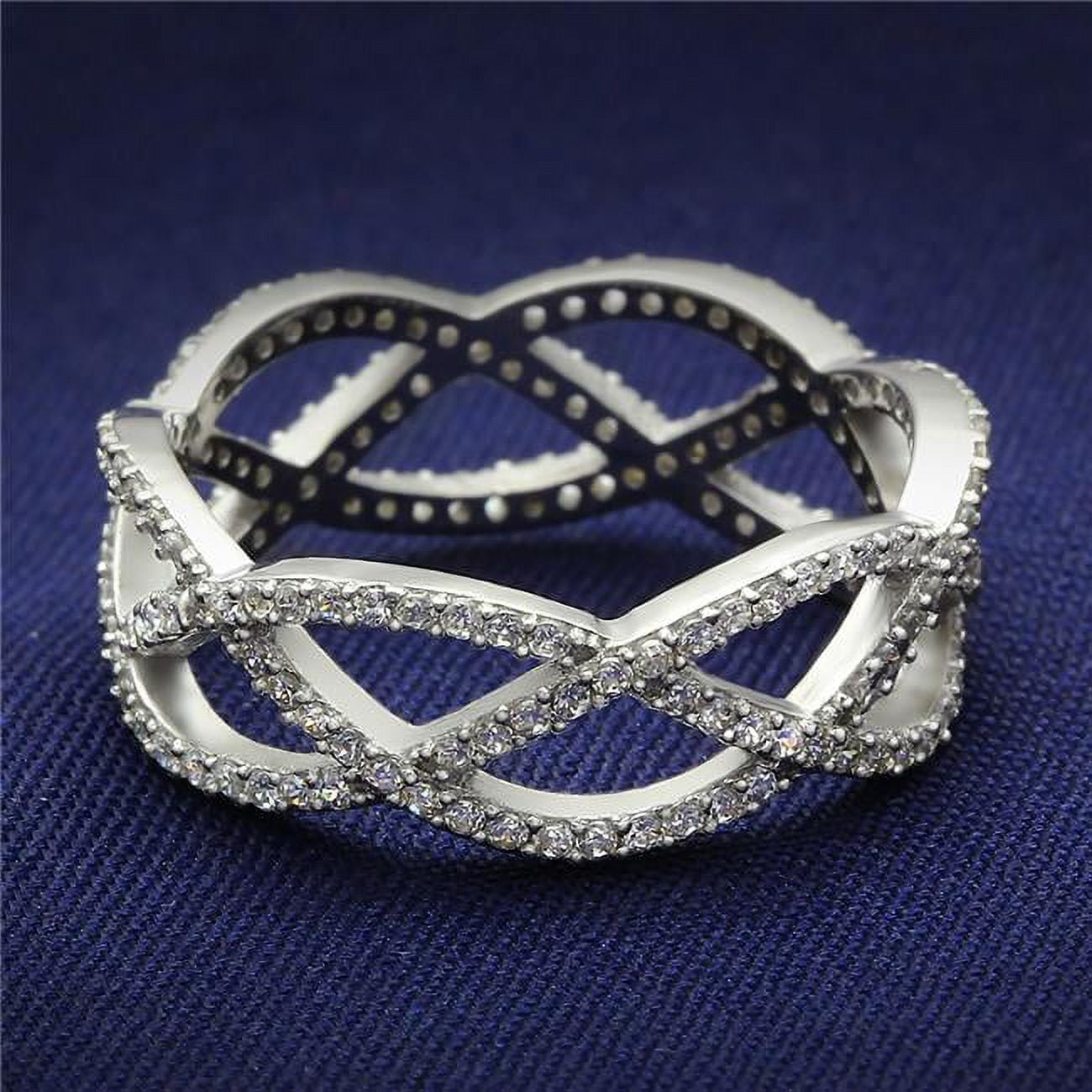 TS007-6 Women Rhodium 925 Sterling Silver Ring with AAA Grade CZ in Clear - Size 6