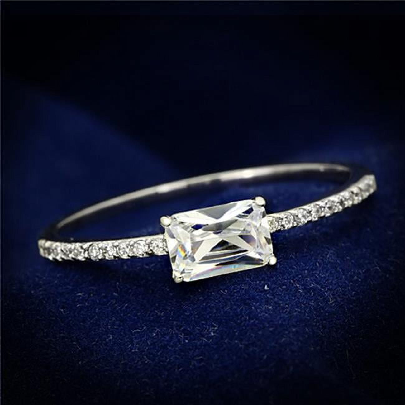 TS082-7 Women Rhodium 925 Sterling Silver Ring with AAA Grade CZ in Clear - Size 7