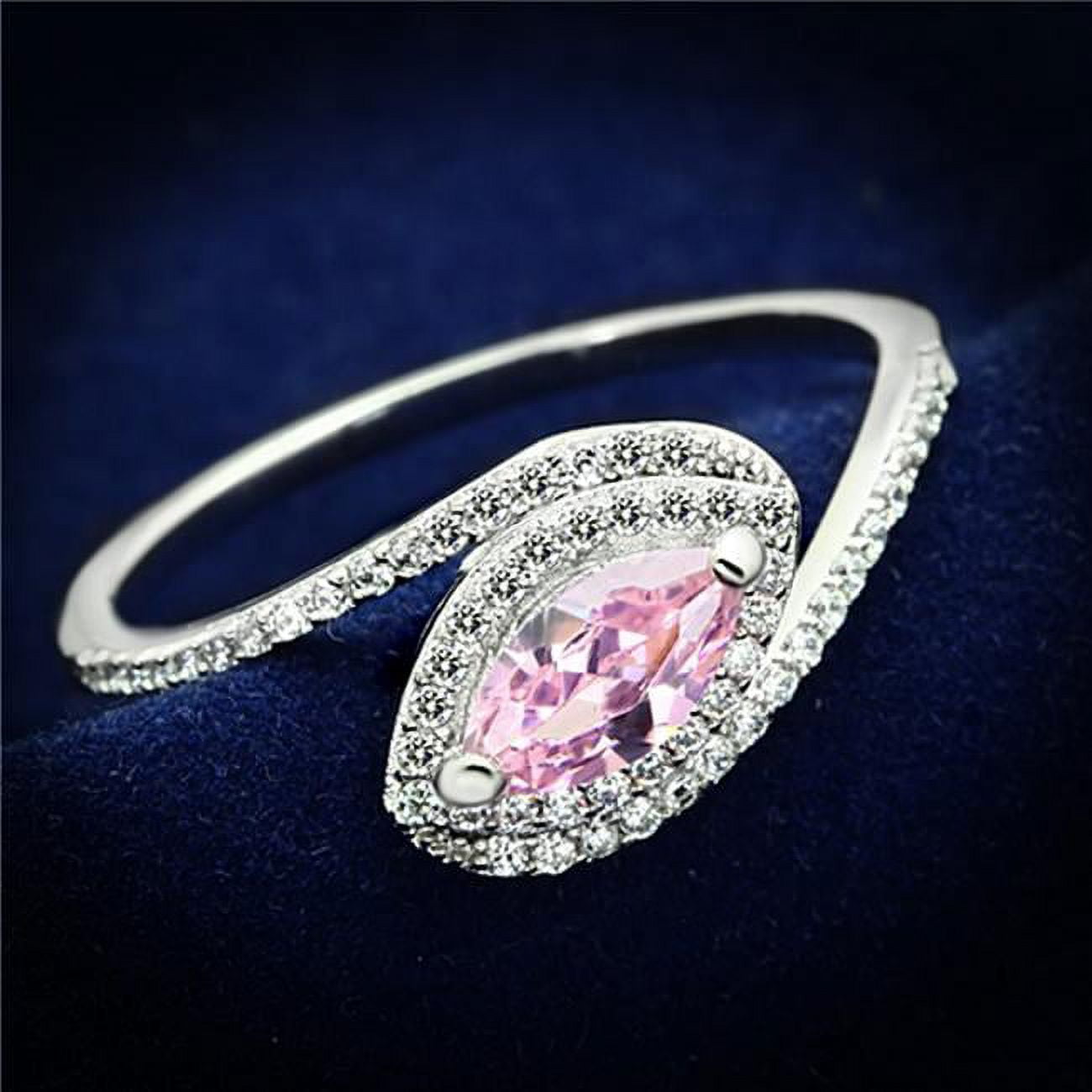 TS101-5 Women Rhodium 925 Sterling Silver Ring with AAA Grade CZ in Rose - Size 5