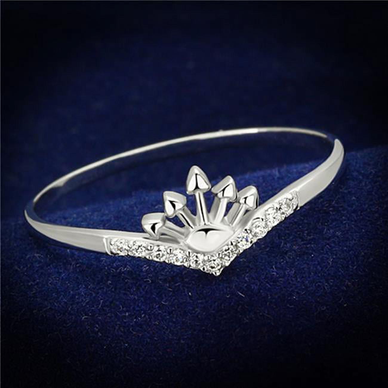 TS120-8 Women Rhodium 925 Sterling Silver Ring with AAA Grade CZ in Clear - Size 8