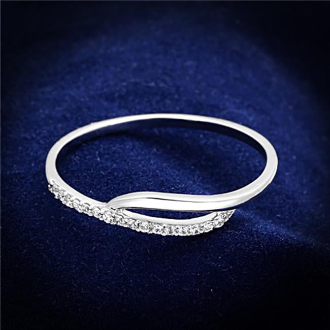 TS145-8 Women Rhodium 925 Sterling Silver Ring with AAA Grade CZ in Clear - Size 8