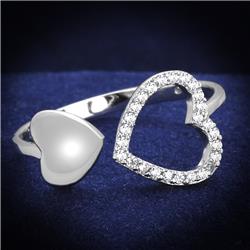 TS194-9 Women Rhodium 925 Sterling Silver Ring with AAA Grade CZ in Clear - Size 9