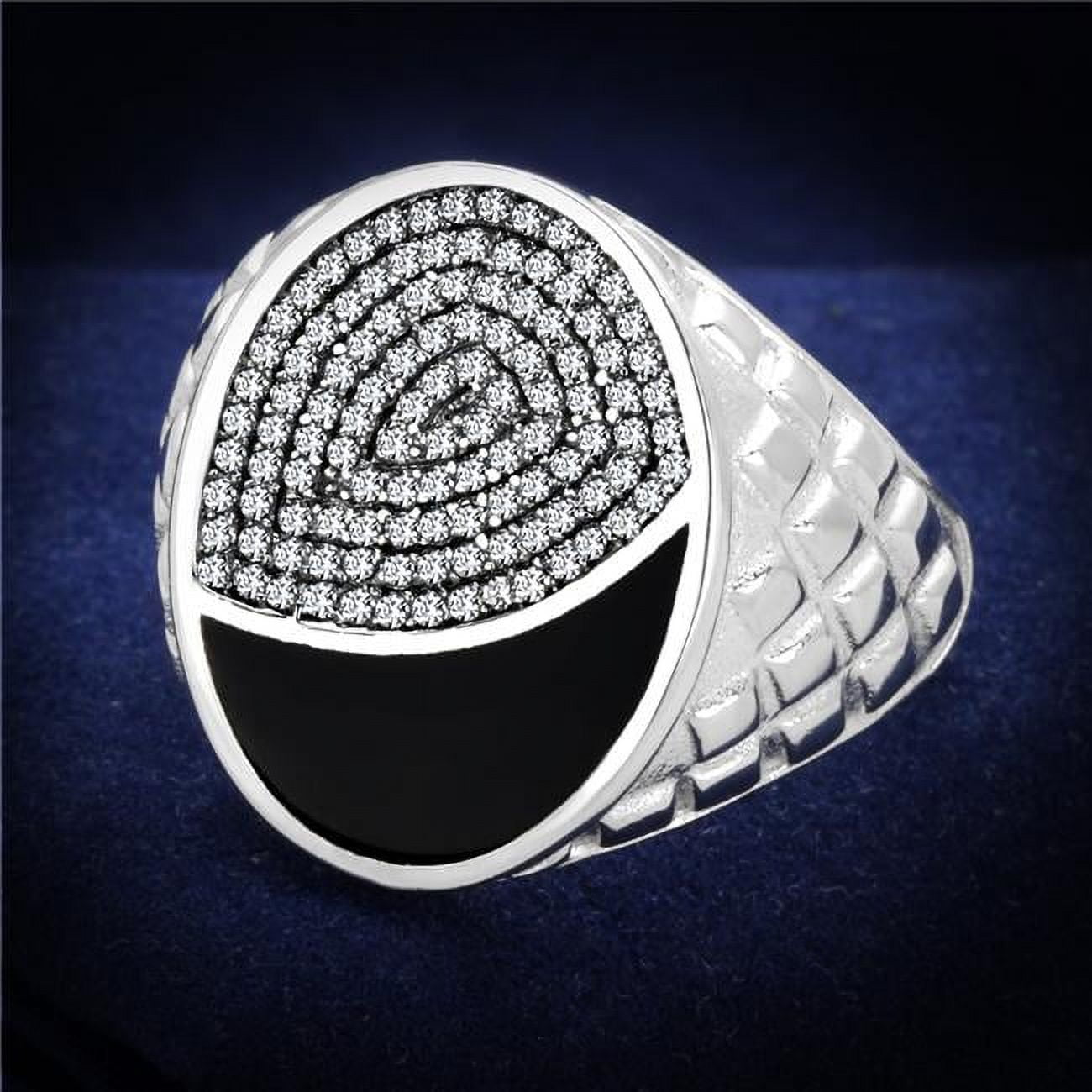 Men Rhodium 925 Sterling Silver Ring with AAA Grade CZ in Clear - Size 11