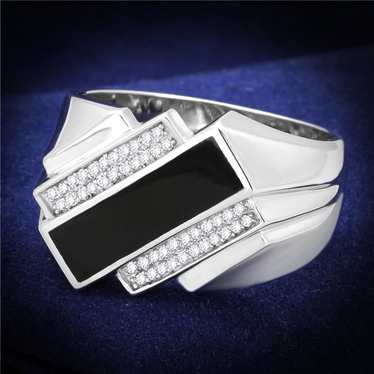 Men Rhodium 925 Sterling Silver Ring with AAA Grade CZ in Clear - Size 11