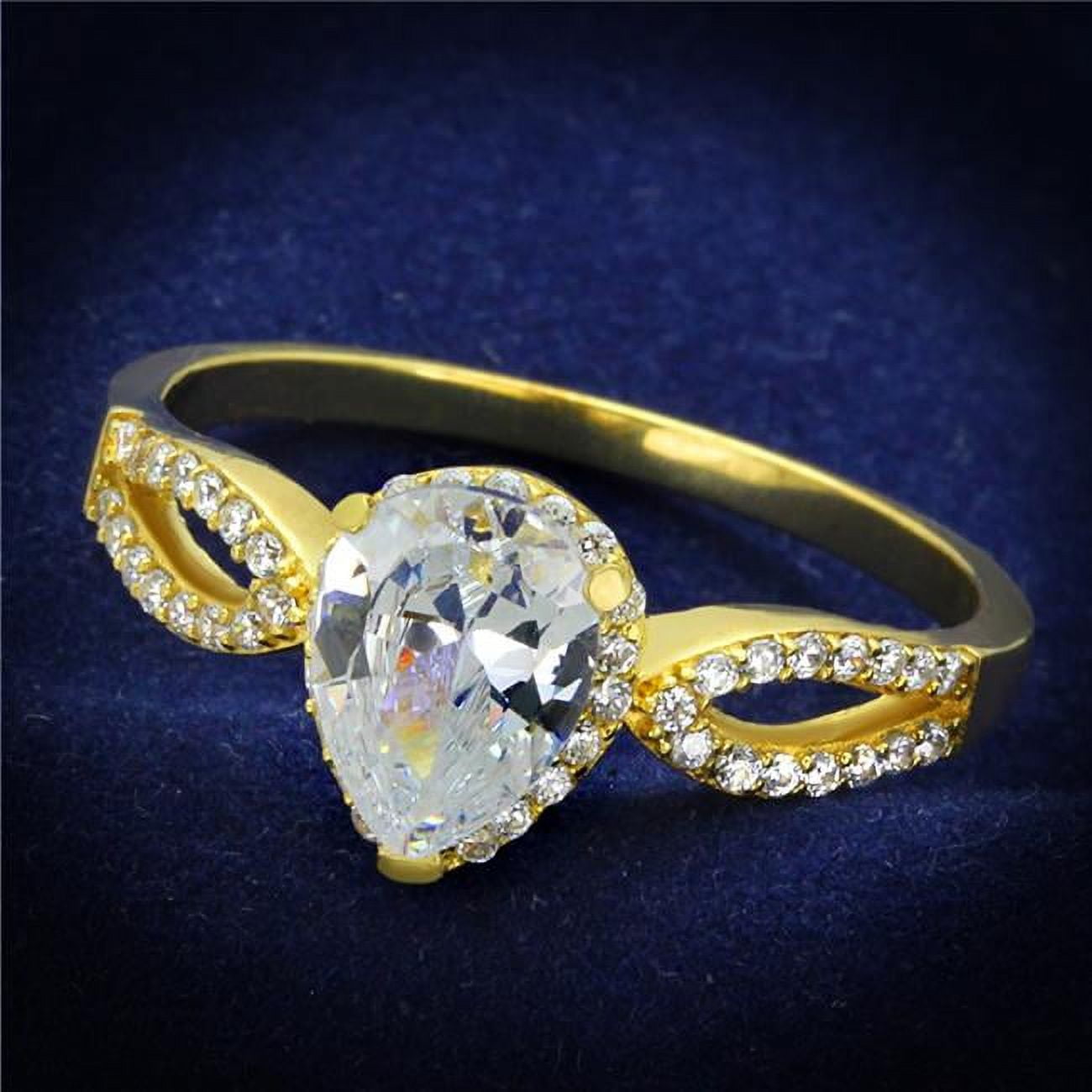 TS248-8 Women Gold 925 Sterling Silver Ring with AAA Grade CZ in Clear - Size 8