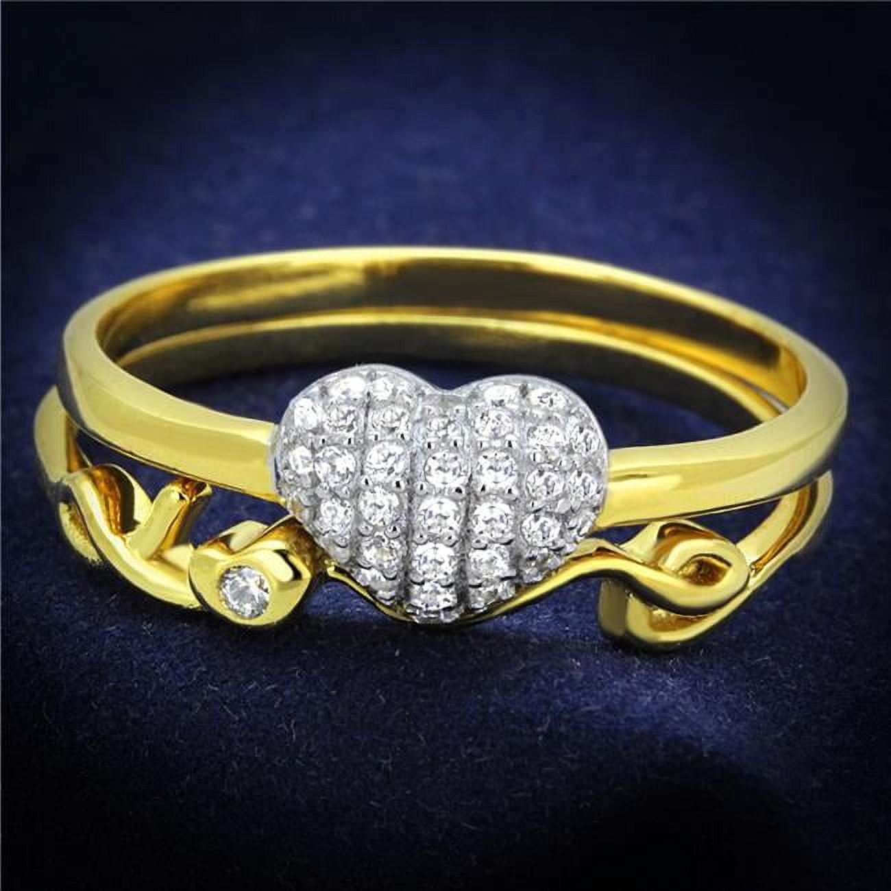TS311-6 Women Gold & Rhodium 925 Sterling Silver Ring with AAA Grade CZ in Clear - Size 6