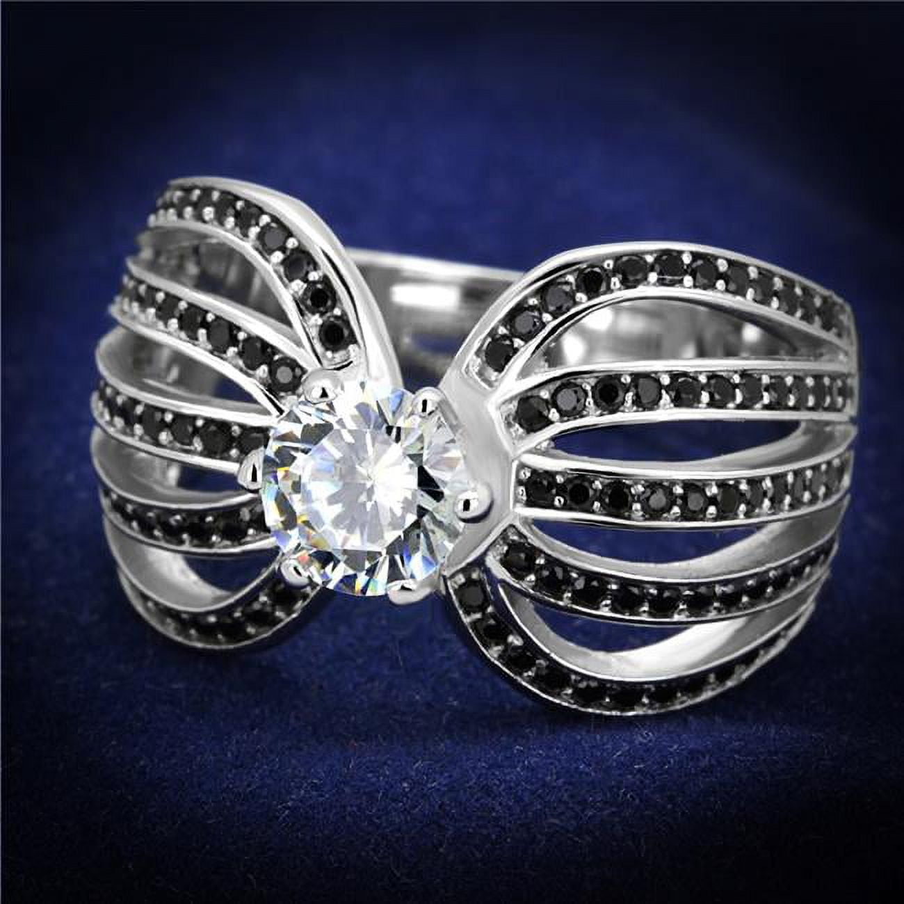 TS314-8 Women Rhodium 925 Sterling Silver Ring with AAA Grade CZ in Clear - Size 8