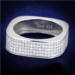 TS346-7 Women Rhodium 925 Sterling Silver Ring with AAA Grade CZ in Clear - Size 7