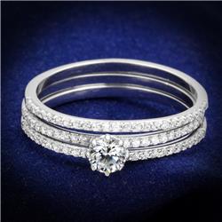 TS347-6 Women Rhodium 925 Sterling Silver Ring with AAA Grade CZ in Clear - Size 6
