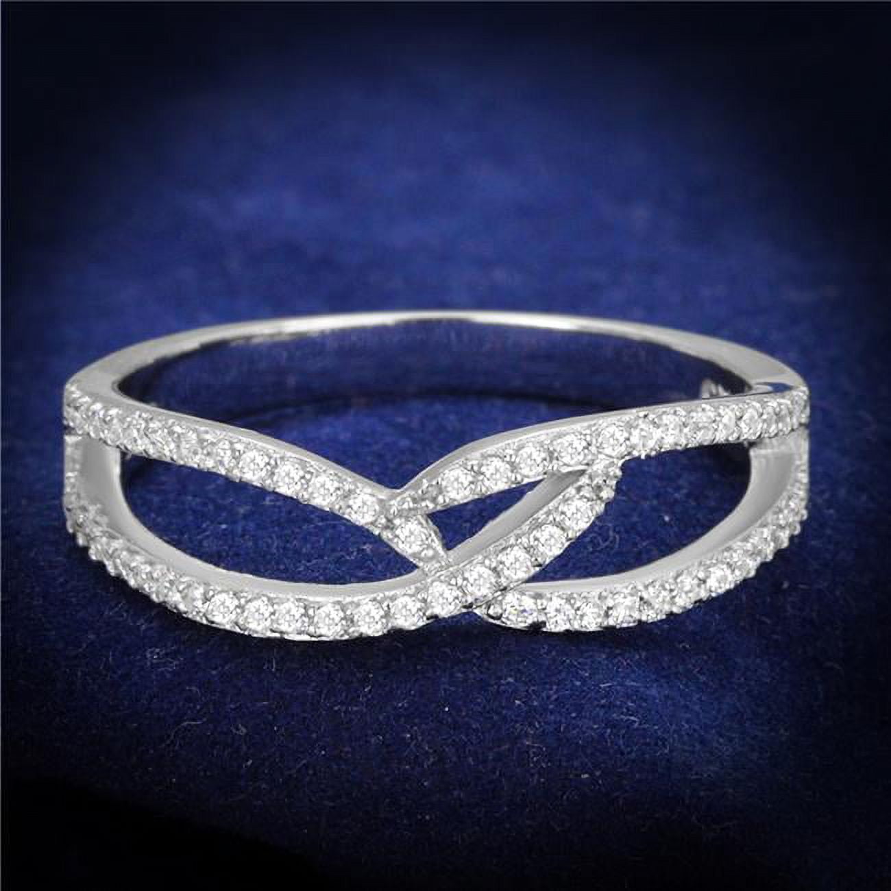TS365-9 Women Rhodium 925 Sterling Silver Ring with AAA Grade CZ in Clear - Size 9