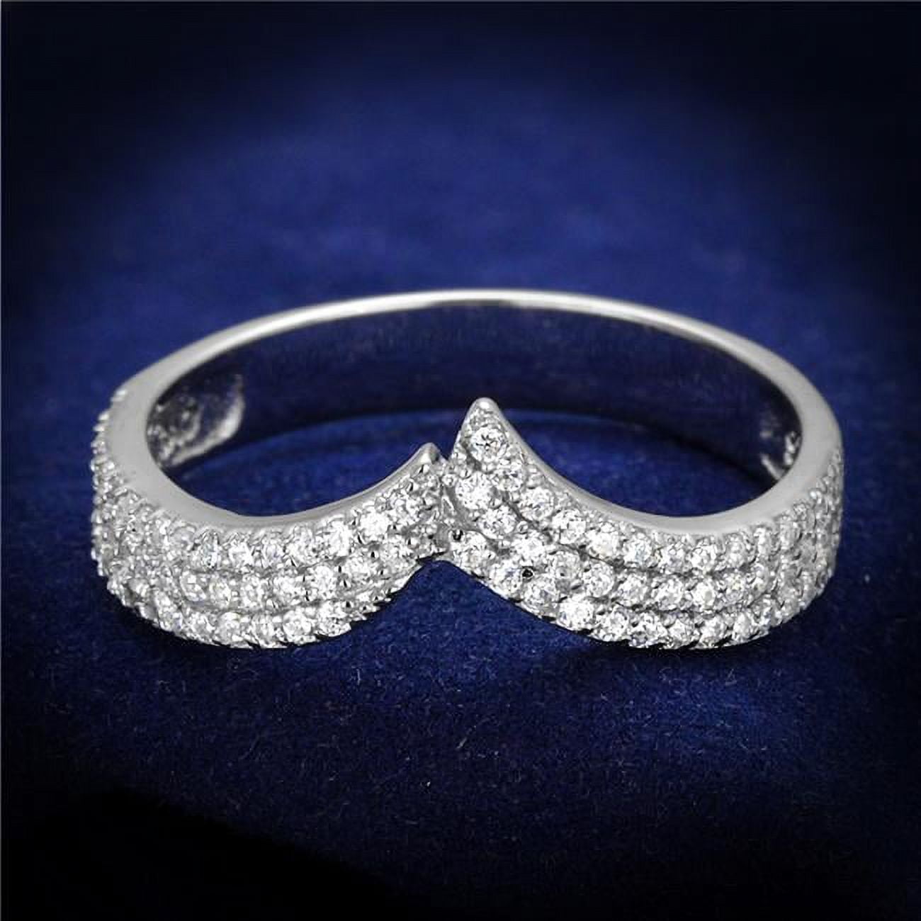 TS366-9 Women Rhodium 925 Sterling Silver Ring with AAA Grade CZ in Clear - Size 9