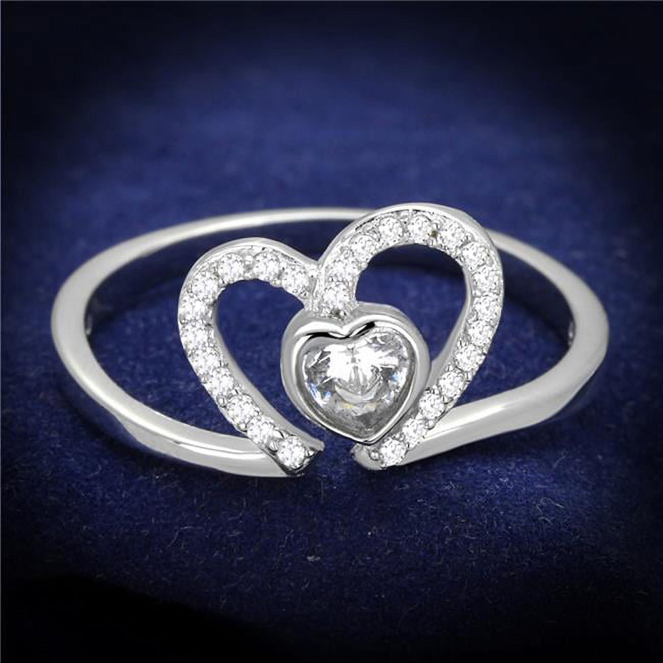 TS422-6 Women Rhodium 925 Sterling Silver Ring with AAA Grade CZ in Clear - Size 6