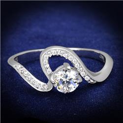 TS423-6 Women Rhodium 925 Sterling Silver Ring with AAA Grade CZ in Clear - Size 6
