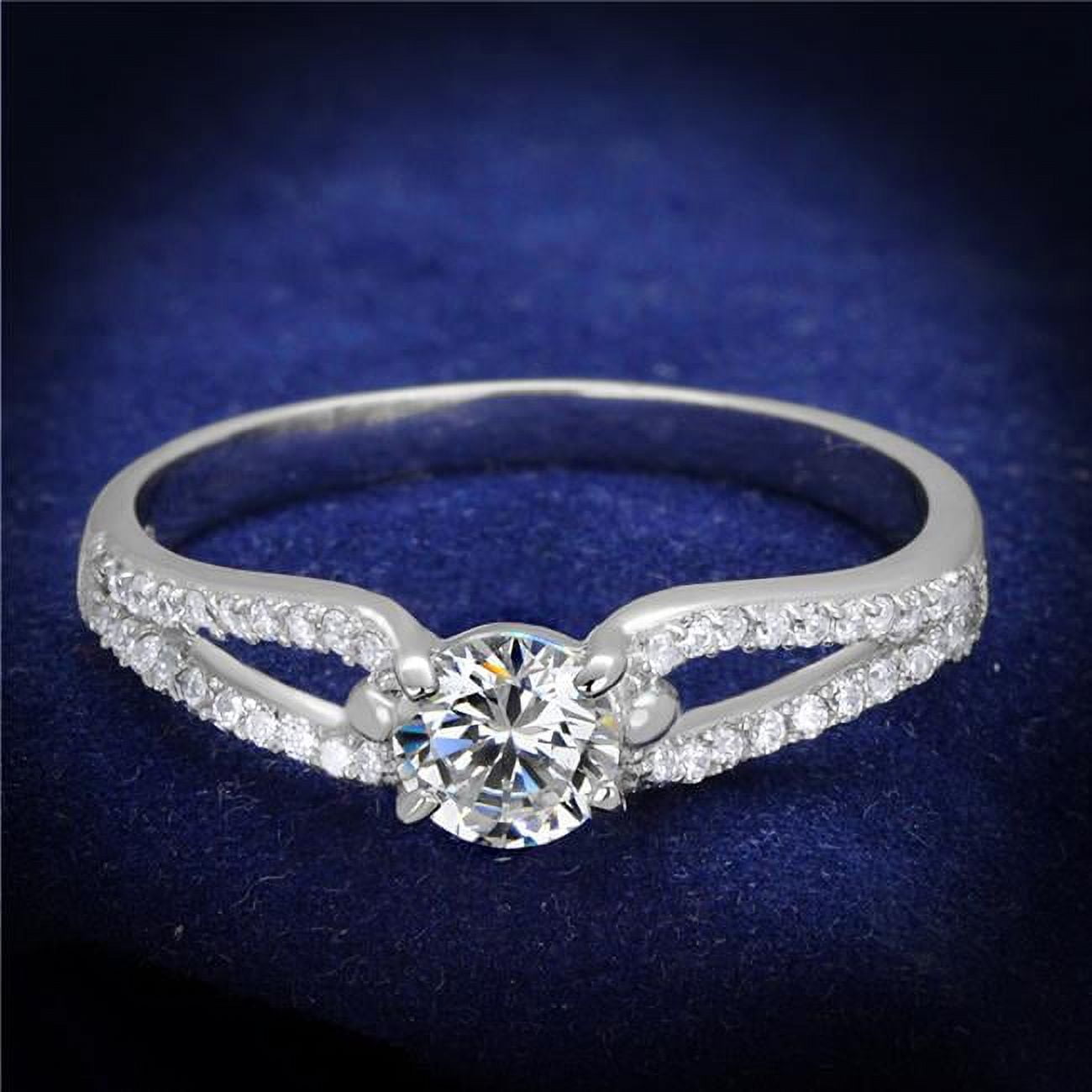 TS431-8 Women Rhodium 925 Sterling Silver Ring with AAA Grade CZ in Clear - Size 8