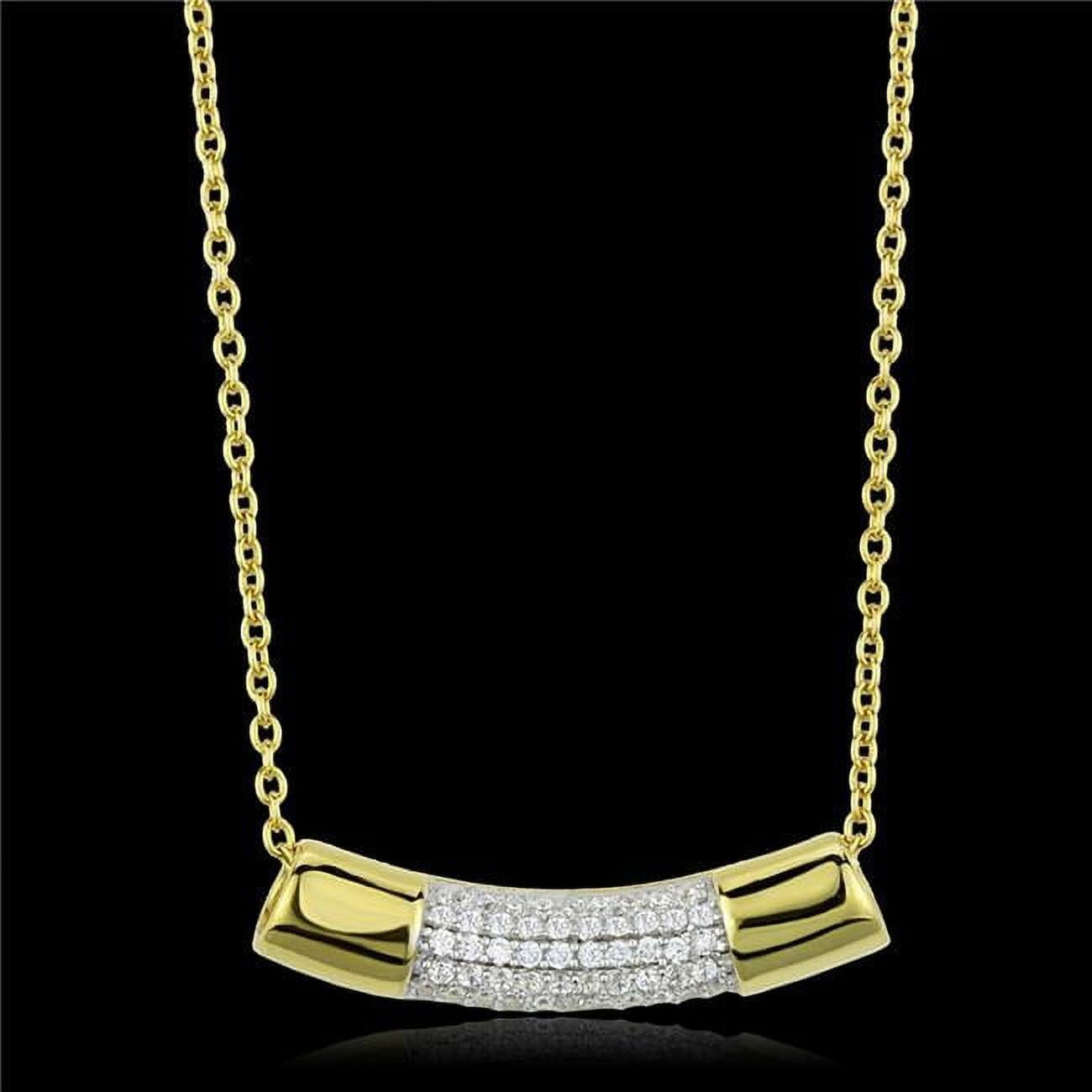 Women Gold & Rhodium 925 Sterling Silver Chain Pendant with AAA Grade CZ in Clear - 16 in -  Precious Stone, PR1501628