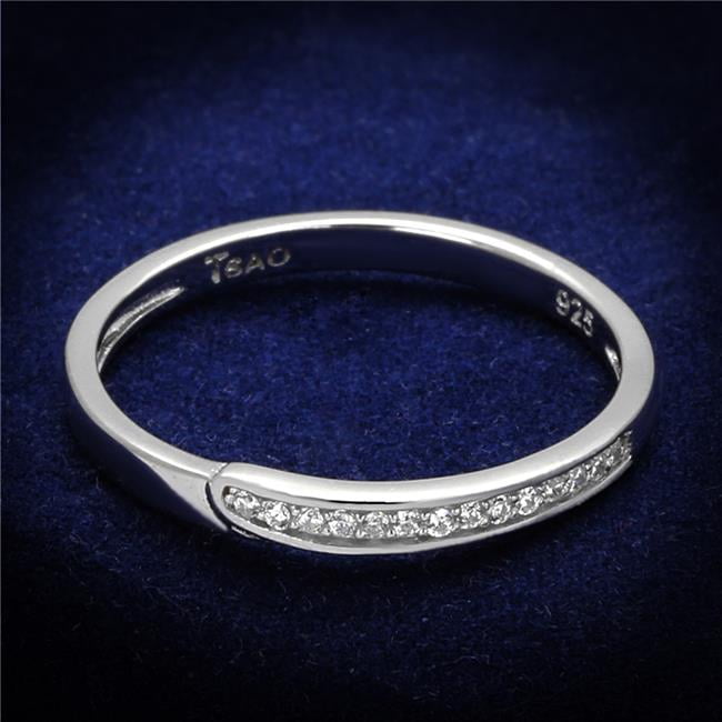 TS472-9 Women Rhodium 925 Sterling Silver Ring with AAA Grade CZ in Clear - Size 9
