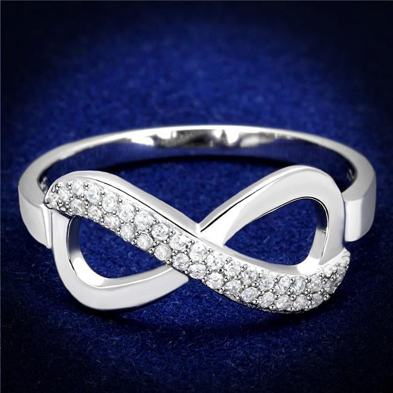 TS541-8 Women Rhodium 925 Sterling Silver Ring with AAA Grade CZ in Clear - Size 8