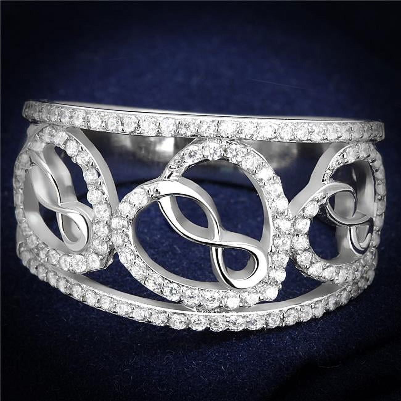 TS573-9 Women Rhodium 925 Sterling Silver Ring with AAA Grade CZ in Clear - Size 9