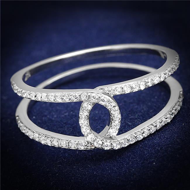 TS575-6 Women Rhodium 925 Sterling Silver Ring with AAA Grade CZ in Clear - Size 6