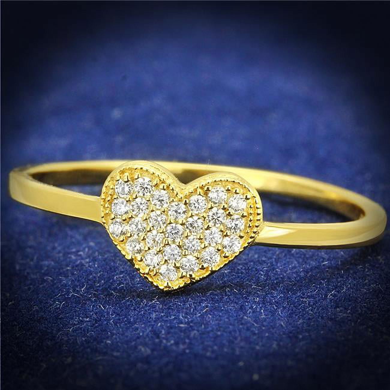 TS596-7 Women Gold 925 Sterling Silver Ring with AAA Grade CZ in Clear - Size 7