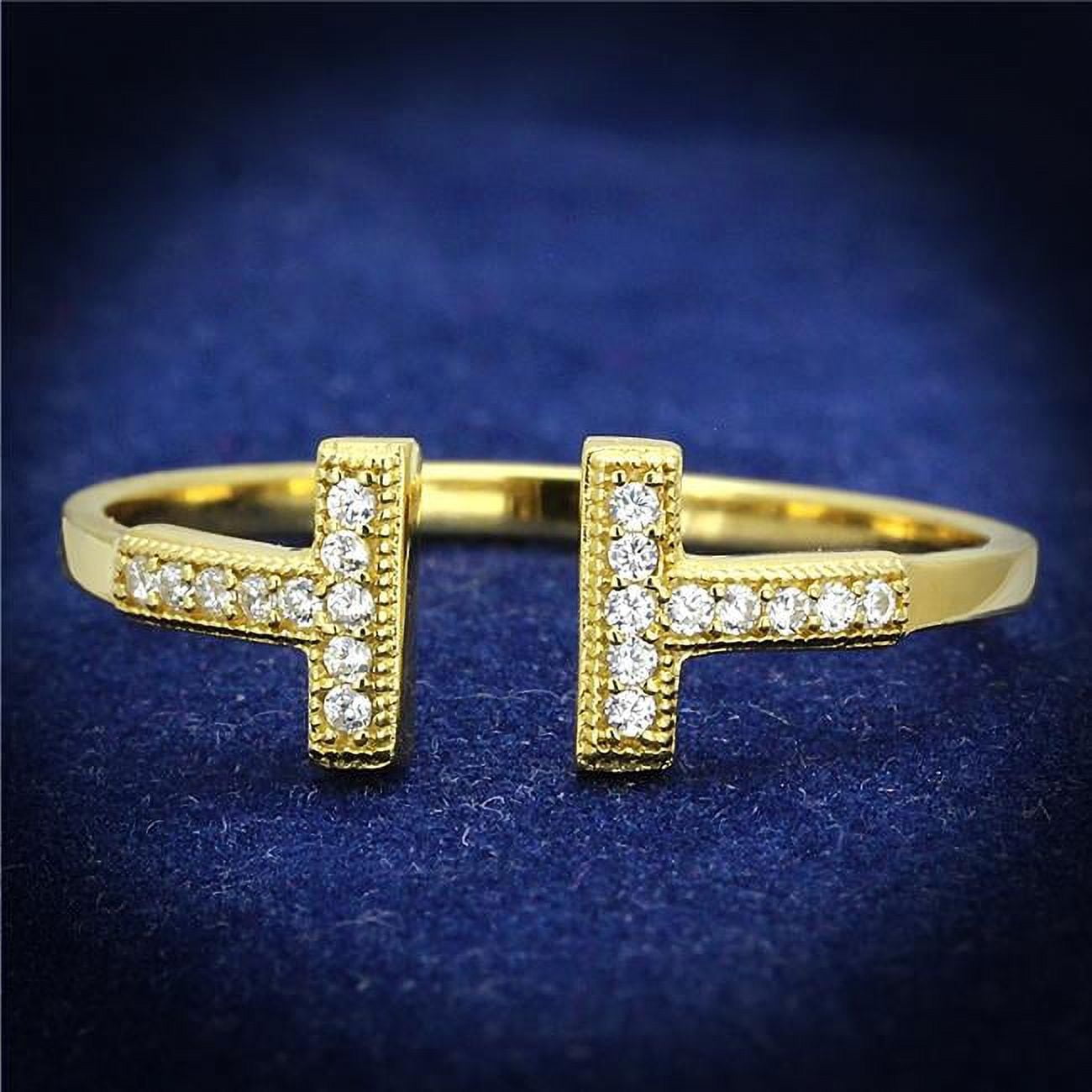 TS598-7 Women Gold 925 Sterling Silver Ring with AAA Grade CZ in Clear - Size 7