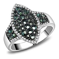 TS614-9 Women Rhodium & Ruthenium 925 Sterling Silver Ring with Synthetic in Blue Zircon - Size 9