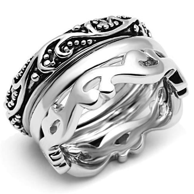 Picture of Alamode 3W048-5 Women Rhodium Brass Ring with No Stone in No Stone - Size 5
