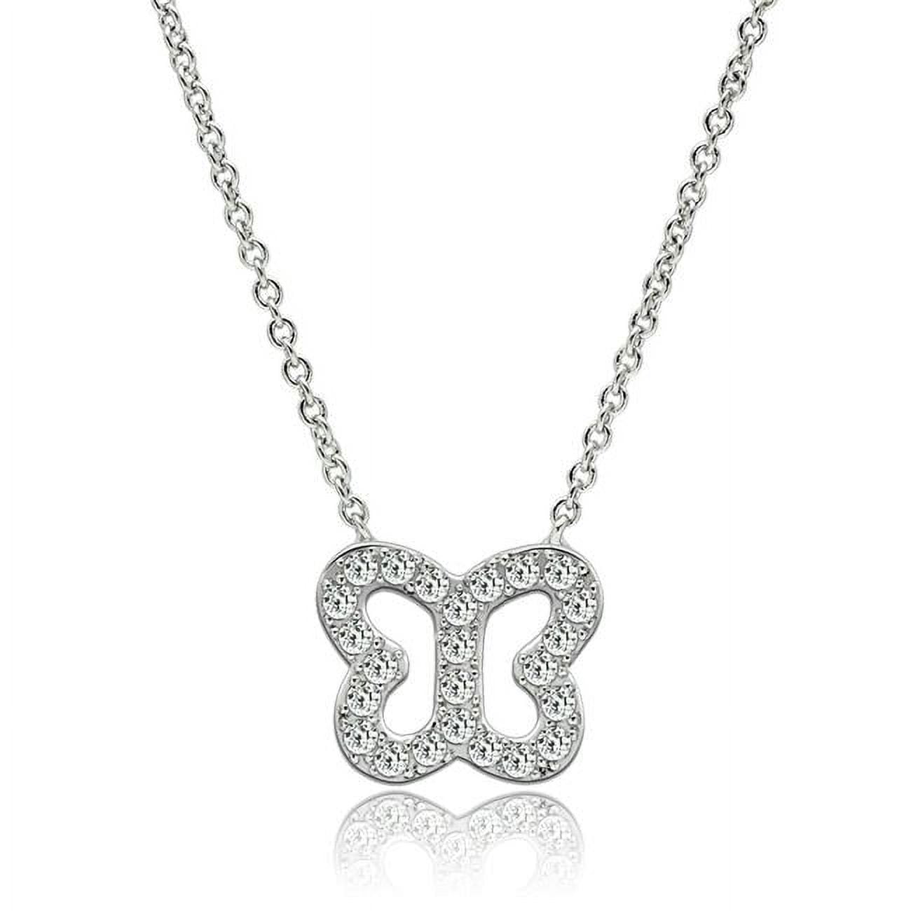 Picture of Alamode 3W078-16 Women Rhodium Brass Necklace with AAA Grade CZ in Clear - 16 in.