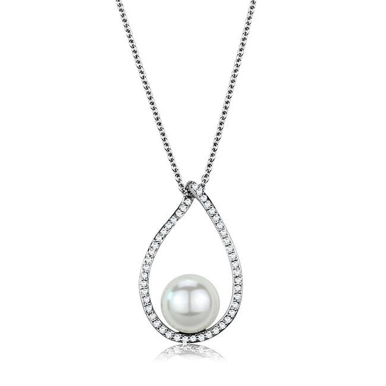 Picture of Alamode 3W1036-16Plus3 Women Rhodium Brass Chain Pendant with Synthetic in White - 16 & 3 in.