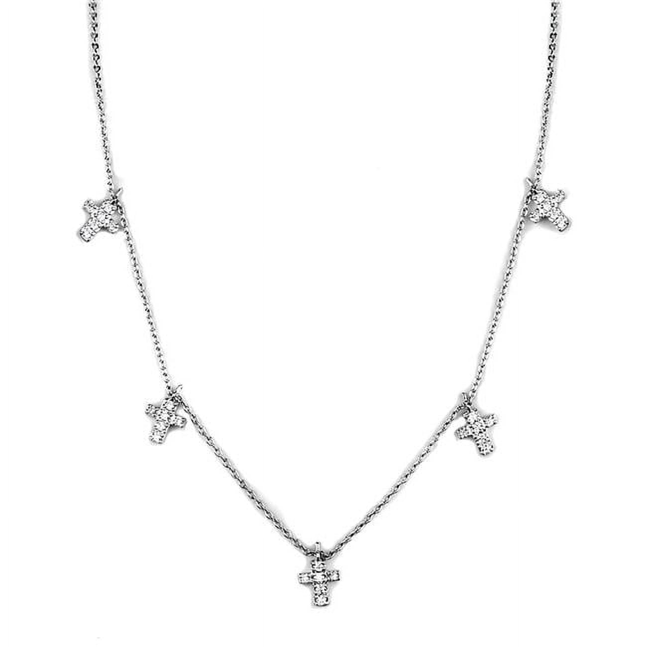 Picture of Alamode 3W1037-16Plus3 Women Rhodium Brass Chain Pendant with AAA Grade CZ in Clear - 16 & 3 in.