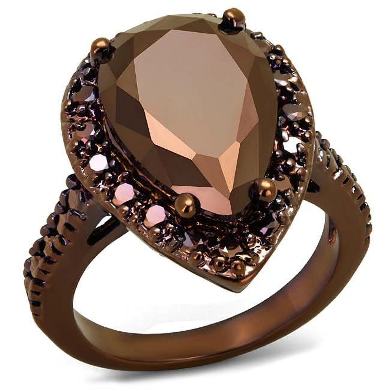 Women IP Coffee Light Brass Ring with AAA Grade CZ in Light Coffee - Size 5