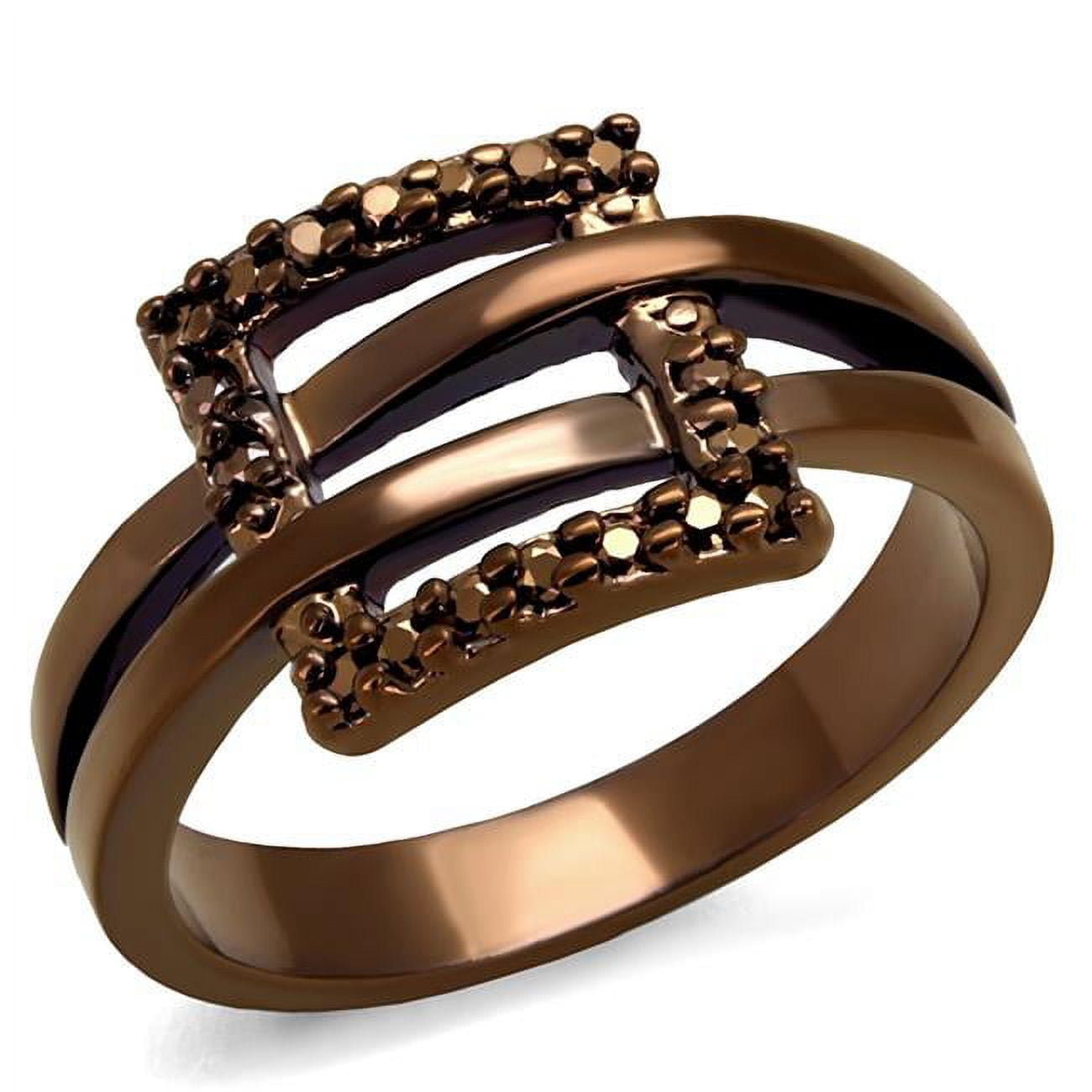 Women IP Coffee Light Brass Ring with AAA Grade CZ in Light Coffee - Size 5