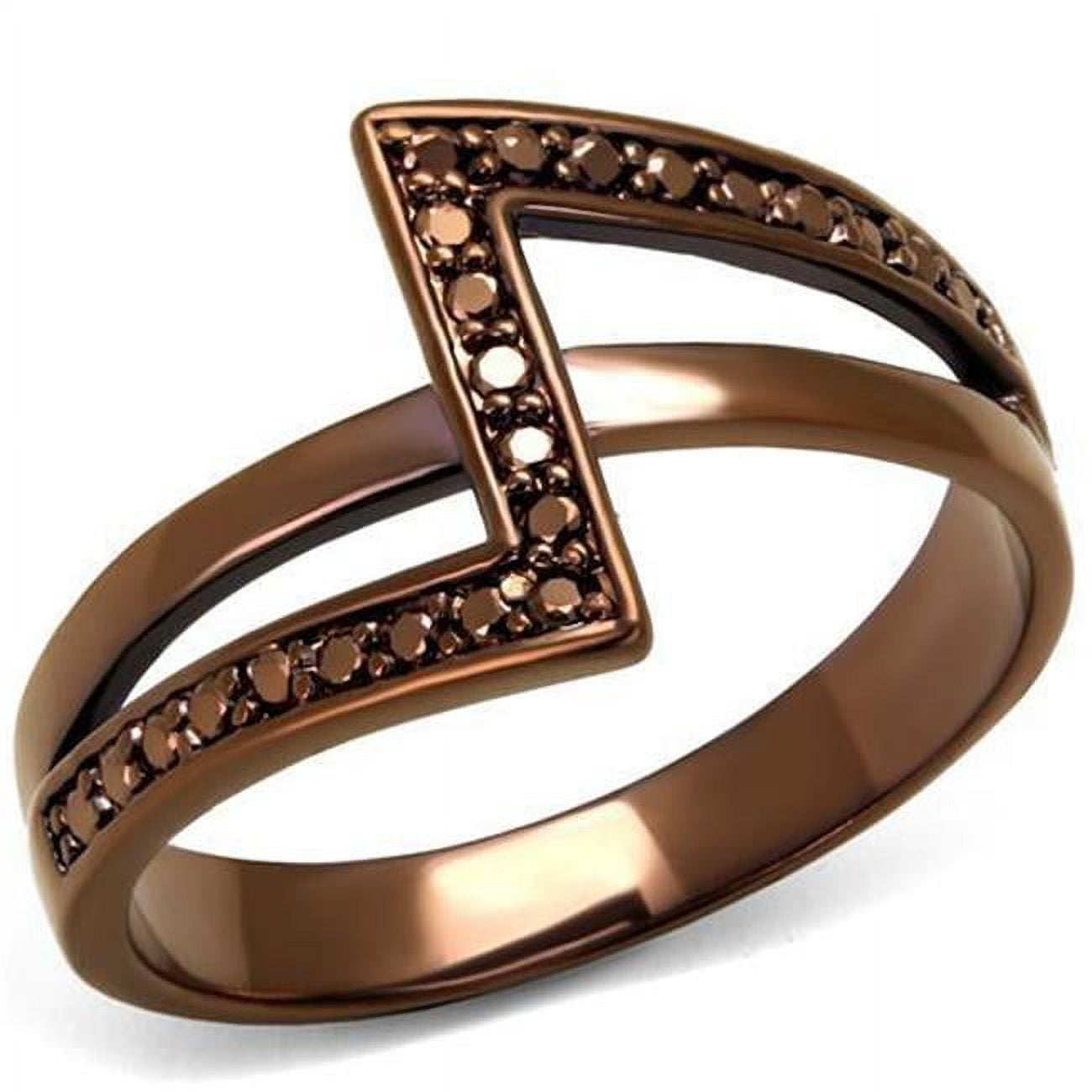 Women IP Coffee Light Brass Ring with AAA Grade CZ in Light Coffee - Size 6