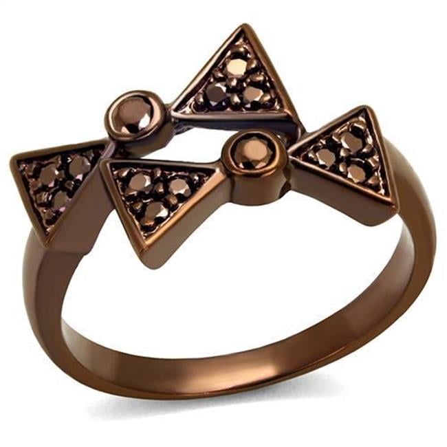 Women IP Coffee Light Brass Ring with AAA Grade CZ in Light Coffee - Size 7