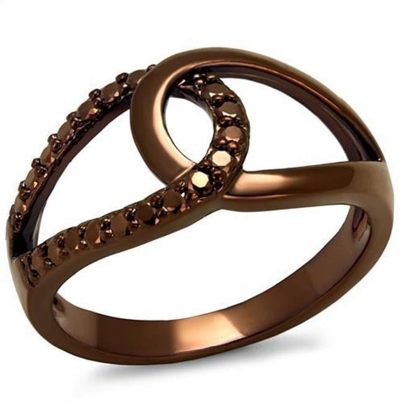 Women IP Coffee Light Brass Ring with AAA Grade CZ in Light Coffee - Size 9