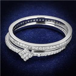 TS498-9 Women Rhodium 925 Sterling Silver Ring with AAA Grade CZ in Clear - Size 9