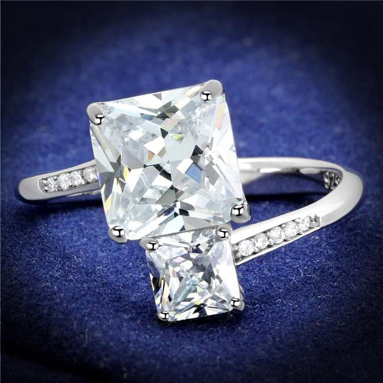 TS557-6 Women Rhodium 925 Sterling Silver Ring with AAA Grade CZ in Clear - Size 6