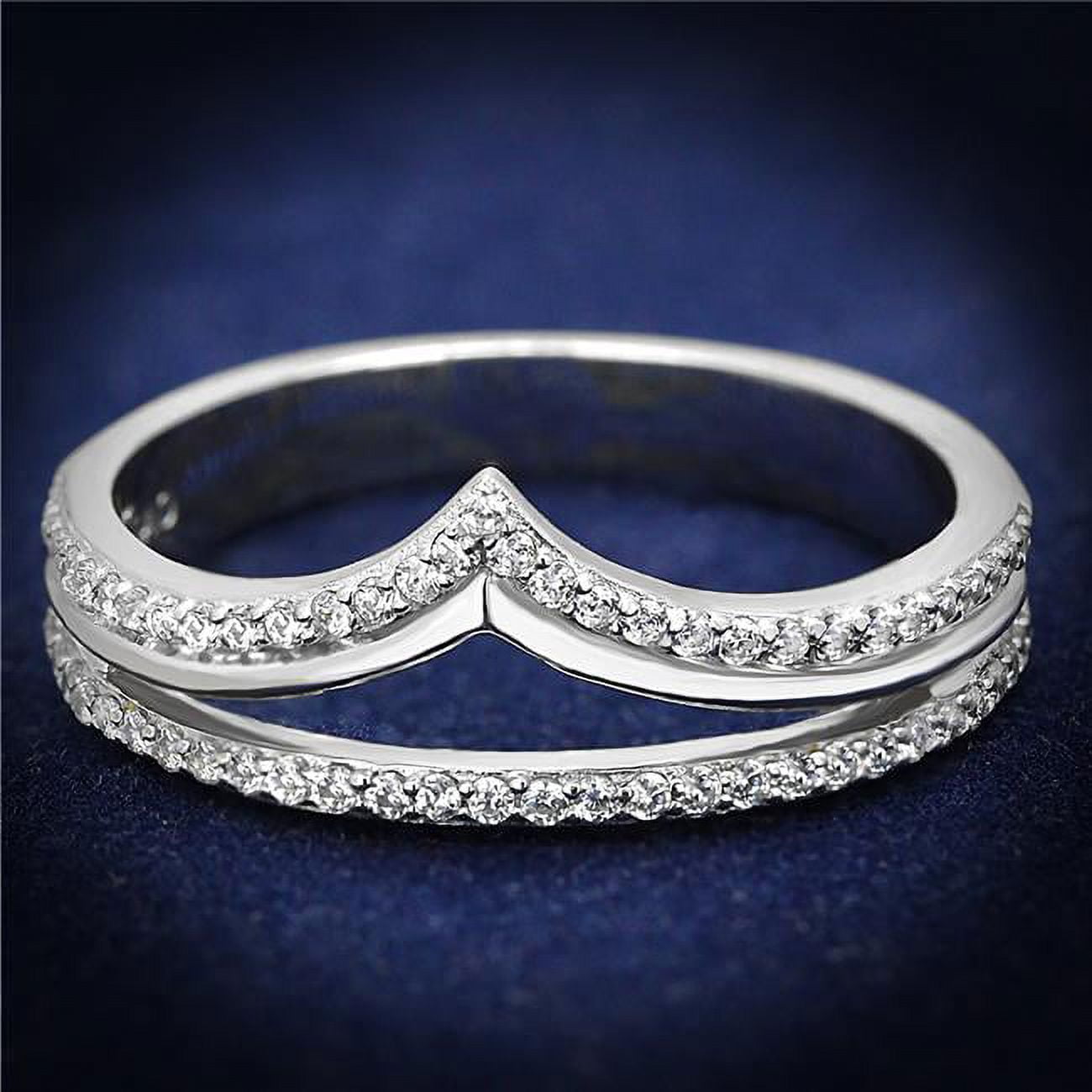 TS582-9 Women Rhodium 925 Sterling Silver Ring with AAA Grade CZ in Clear - Size 9
